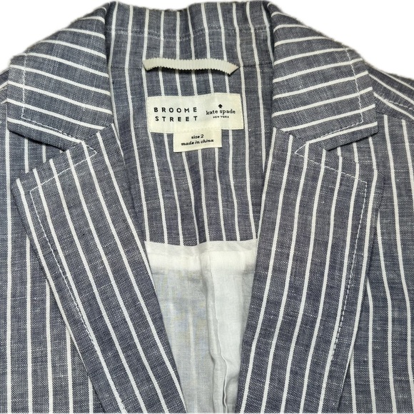 Kate Spade Broome Street Blue Striped Linen Blend Blazer - Picture 5 of 5